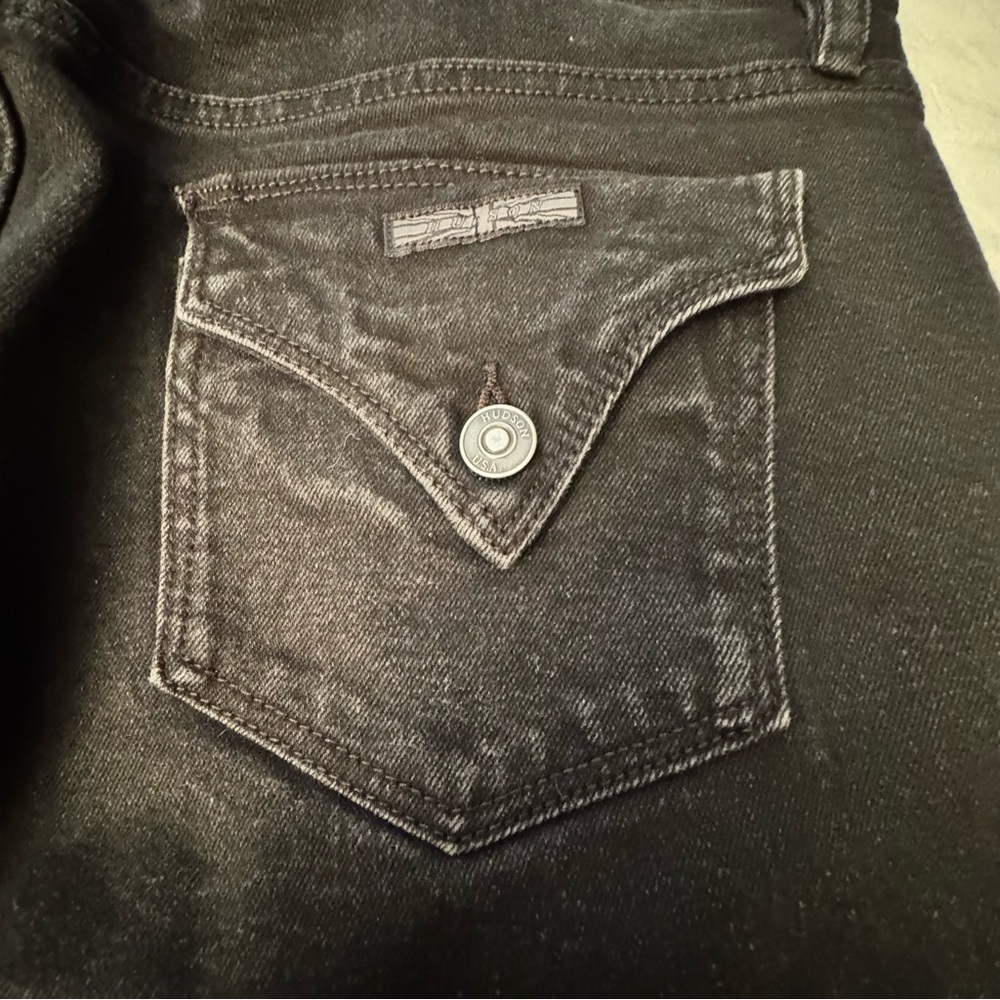 Hudson Los Angeles Straight Leg Women’s Black Jeans Size 12 Pockets Womens